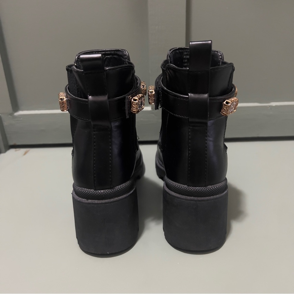 SUGAR Black Chelsea Boots with optional Rhinestone Embellishments size 8 - Picture 4 of 8